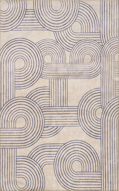 Beige And Navy Adira Reversible Washable 7' 6" x 10' Area Rug | Rugs USA