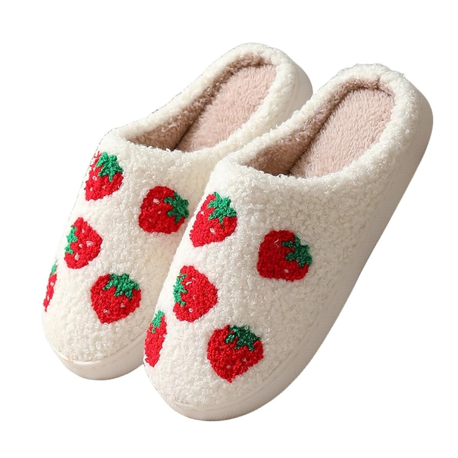 FAYUEKEY House Slippers for Women Fuzzy Mens Fruit Series Strawberry Bedroom Shoes | Amazon (US)