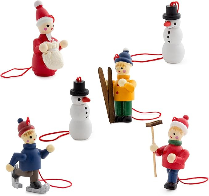 BRUBAKER 6 Handpainted Wooden Christmas Tree Ornaments Decoration Winter Outdoor Activity- Santa ... | Amazon (US)