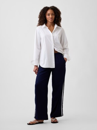 Linen-Blend Stripe Wide-Leg Pants | Gap Factory