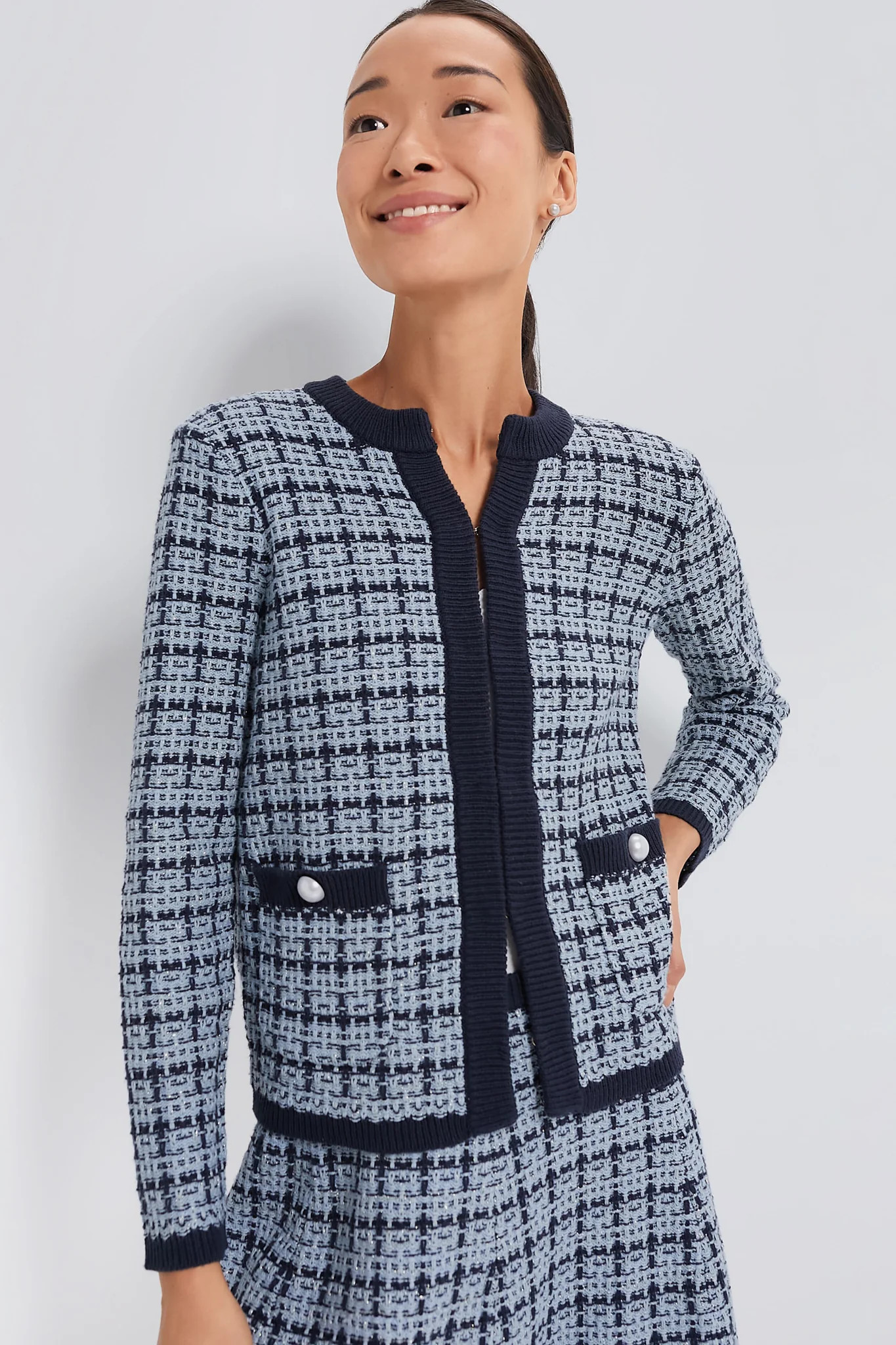 Light Chambray Braided Knit Jacket | Tuckernuck (US)