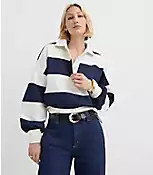 Petite Rugby Stripe Polo Top | LOFT