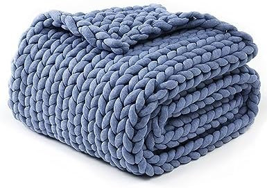 YnM Chunky Throw Blanket, Medium-Weight, Hand Knitted, Skin Friendly, Ventilated and Breathable, ... | Amazon (US)