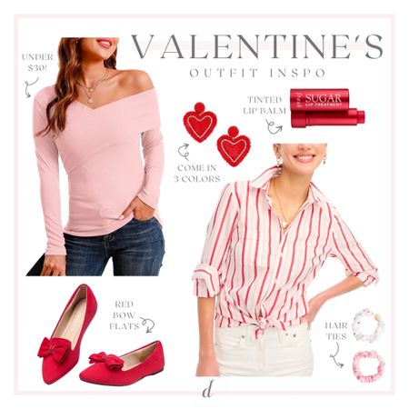Casual Valentine’s Day outfit ideas 💞 These valentines outfits and accessories are all under $50 and are perfect for work, brunch, and casual date nights! FYI— these red bow flats run large, so size down if you’re on the fence! #valentinesday #valentinesfashion #valentinesoutfits #preppystyle #jcrewstyle #amazonfashion

#LTKunder50 #LTKSeasonal #LTKFind