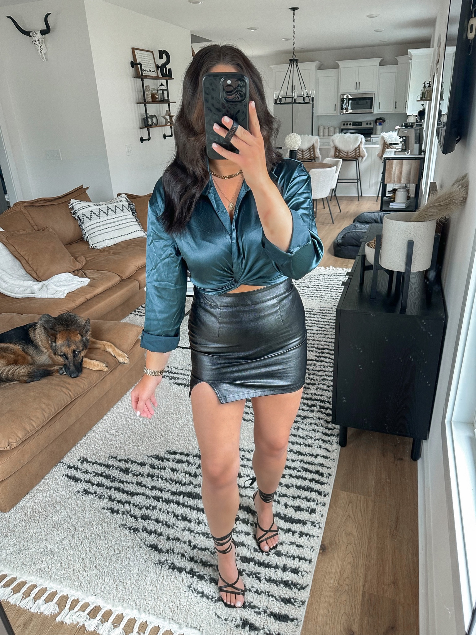 ZuoxiaoTang Collar Dress for Women Loose Solid Color Full