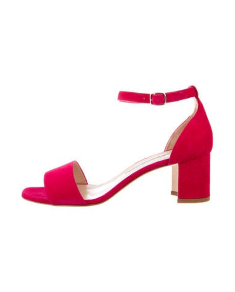 Manolo Blahnik Suede Ankle Strap Sandals Magenta | The RealReal