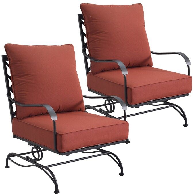 Style Selections SAN TERRA Set of 2 Black Metal Spring Motion Conversation Chair(s) with Red Slat... | Lowe's