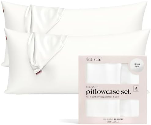 Kitsch Satin Pillowcase with Zipper for Hair & Skin - Softer Than Silk Pillow Cases, Smooth Cooli... | Amazon (US)