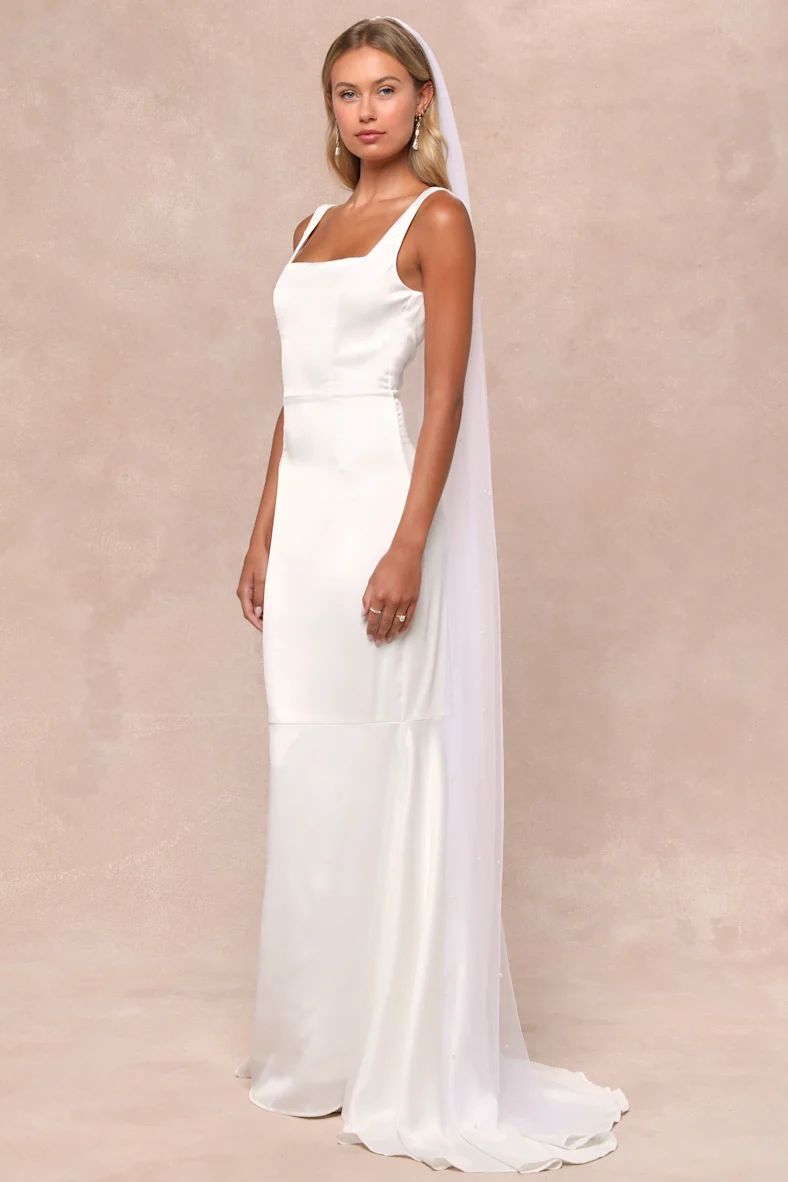 Luxe Loveliness White Satin Backless Mermaid Maxi Dress | Lulus