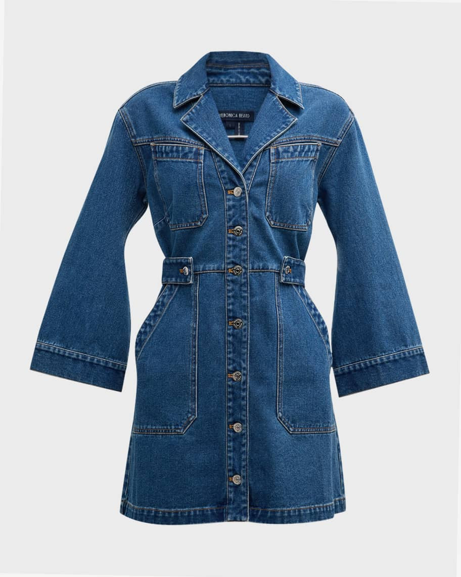 Veronica Beard Mckinley Button-Front Denim Mini Dress | Neiman Marcus