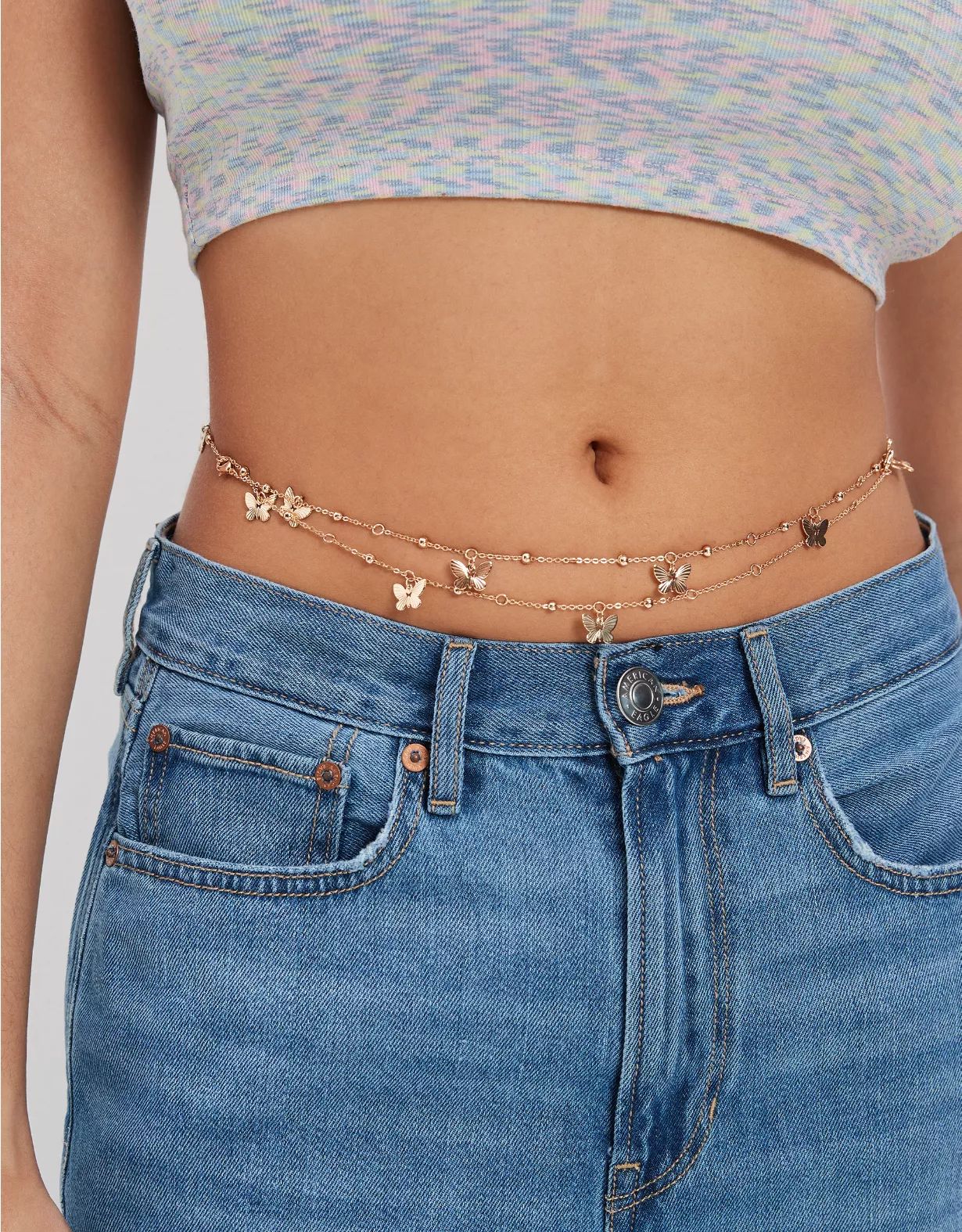 AEO Metal Butterfly Belly Chain | American Eagle Outfitters (US & CA)