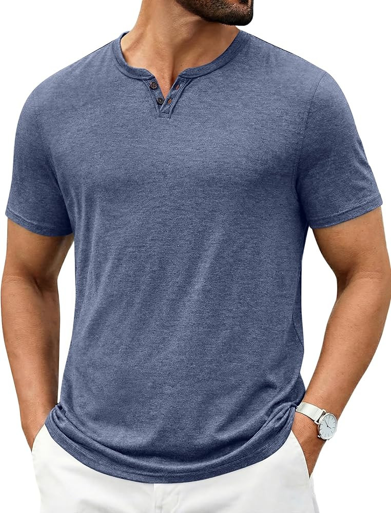 COOFANDY Men's T Shirts Short Sleeve Casual V Neck T-Shirt Soft Notch Neck Tee Classic Plain Shir... | Amazon (US)