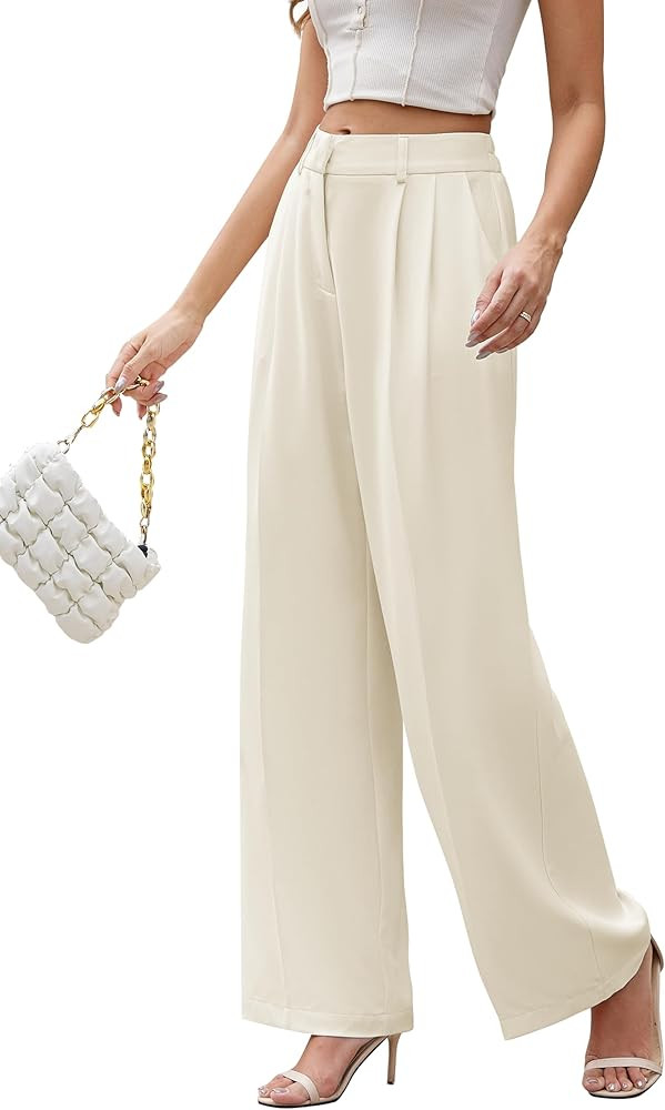 FUNYYZO Women Wide Leg Dress Pants High Elastic Waisted 2026 Slacks Business Work Trousers Long S... | Amazon (US)