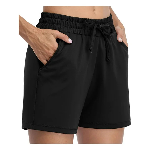 Women's Athletic Shorts Drawstring Elastic Waist Lounge Running Shorts with Pockets | Walmart (US)