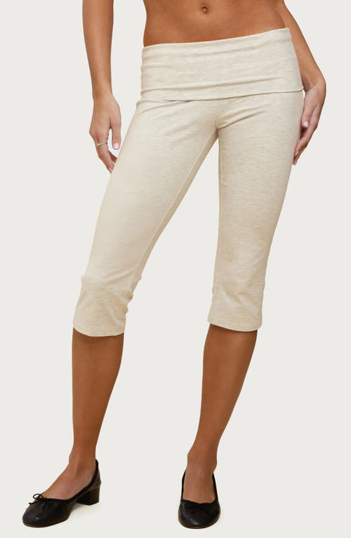 EDIKTED Rocio Foldover Capri Pants in Light-Gray-Melange at Nordstrom, Size Small | Nordstrom