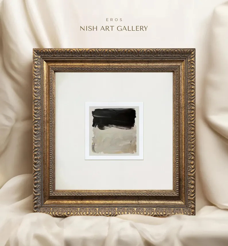 Gold Framed Abstract Art Print: Beige & Black, Modern Wall Decor #322 - Etsy | Etsy (US)