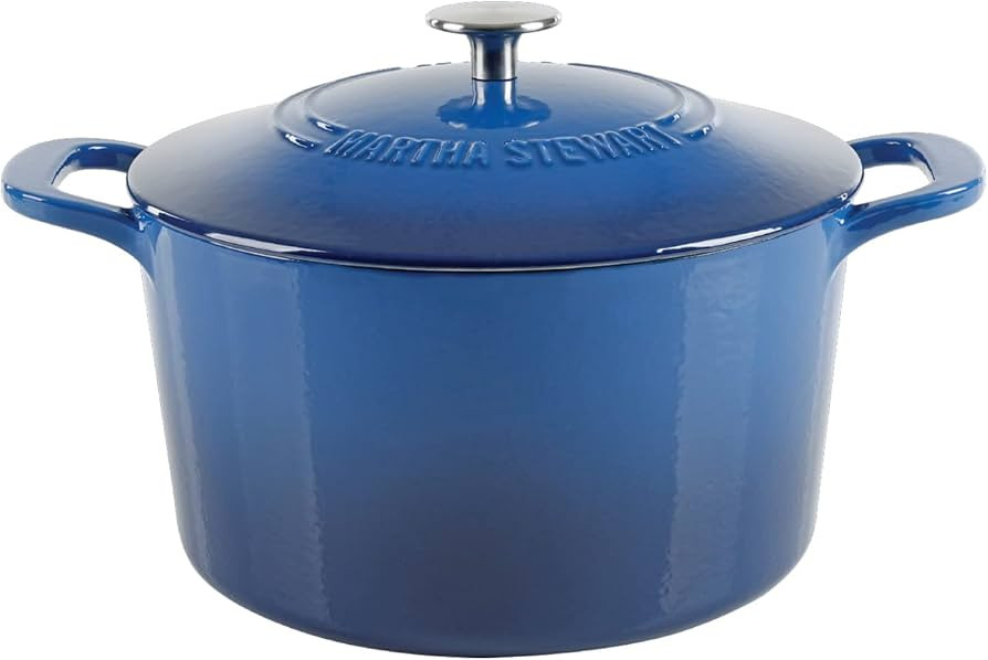 MARTHA STEWART Gatwick 7 QT Enamel Cast Iron Dutch Oven, Classic Blue | Amazon (US)