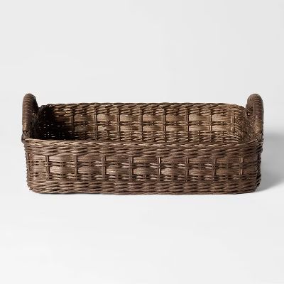 Rattan Decorative Tray with Leather Handles Dark Brown - Threshold™ designed with Studio McGee | Target