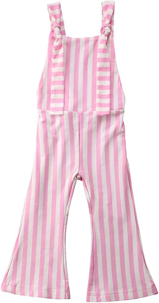 Toddler Kids Baby Girl Stripes Bell-Bottom Jumpsuit Romper Overalls Pants Outfits | Amazon (US)