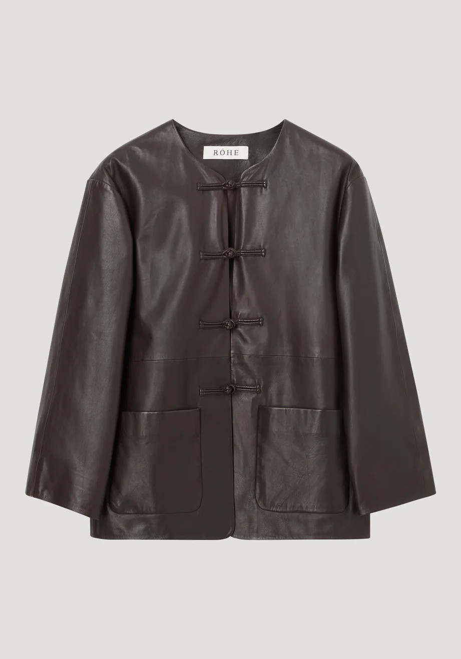 mandarin leather jacket | mahogany | Rohe