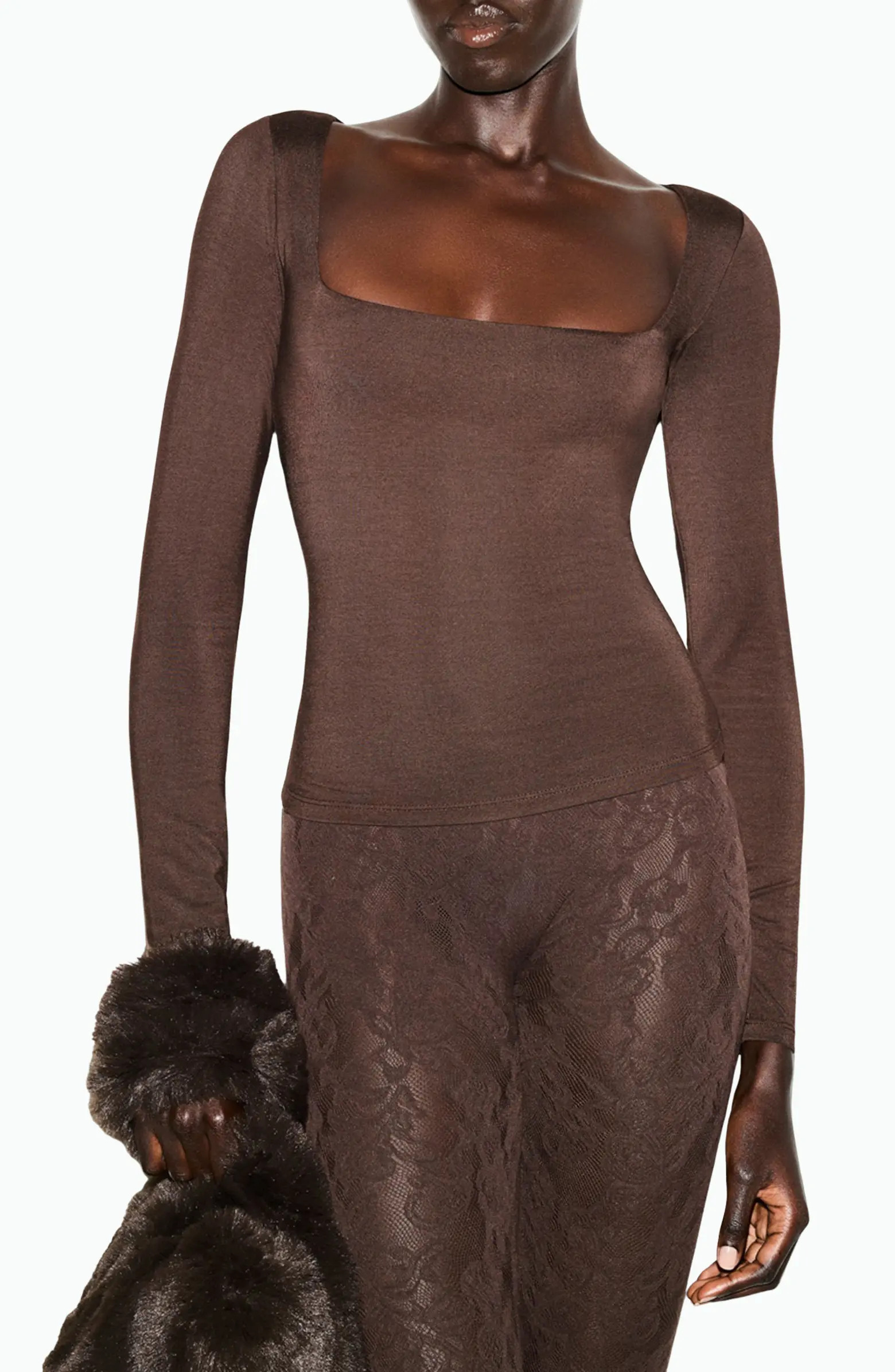 Smooth Layers Square Neck Long Sleeve Top | Nordstrom