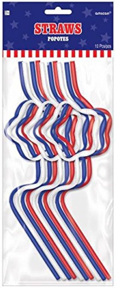 Amscan Patriotic Stars Shaped Plastic Straws | Amazon (US)