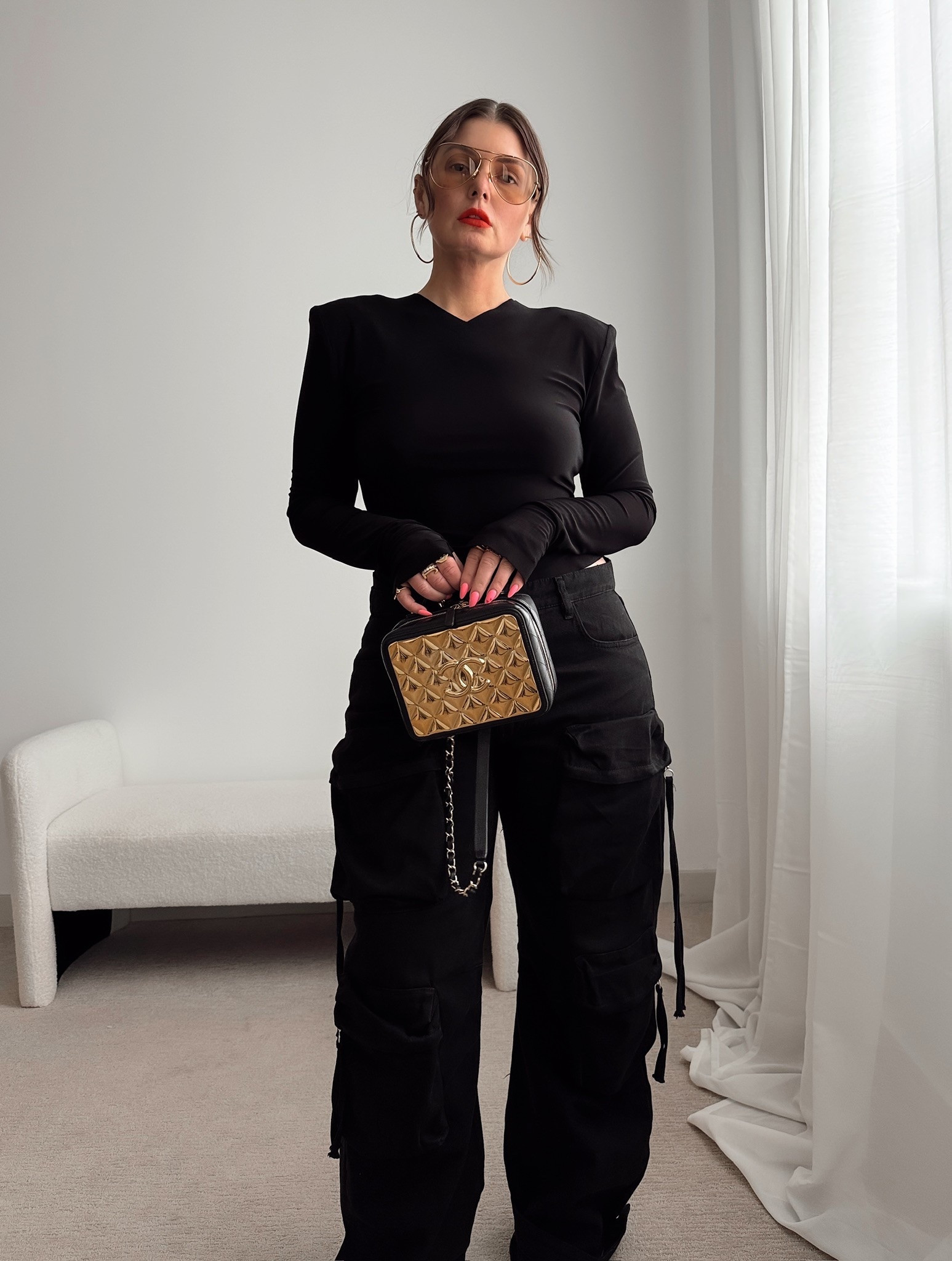 Top: true size
Cargo jeans: 36



#LTKSeasonal