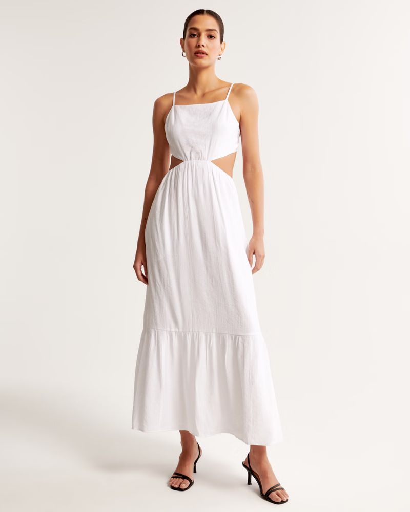 Women's Crinkle Textured Cutout Maxi Dress | Women's Dresses & Jumpsuits | Abercrombie.com | Abercrombie & Fitch (US)
