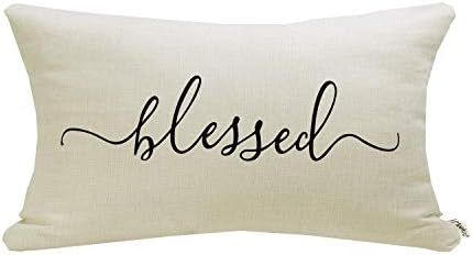 Meekio Farmhouse Pillow Covers with Blessed Quote 12" x 20" Farmhouse Rustic Décor Lumbar Pillow... | Amazon (US)