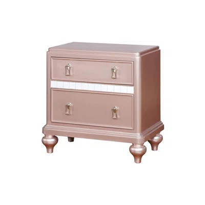 2 Drawers Wooden Nightstand with Mirror Trim, Elegant and Functional for Modern Bedrooms. | Wayfair North America