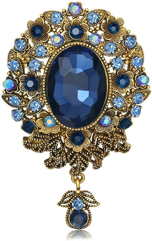 Vintage Teardrop Diamond Brooch Pin for Women Men Crystal Elegant Flower Badge Brooches Lapel Pin... | Amazon (US)