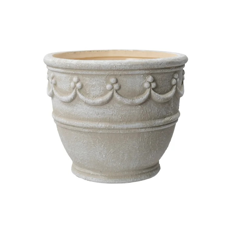 My Texas House Ceramic 8" Retro Planter, Wave Embossed, Cream | Walmart (US)