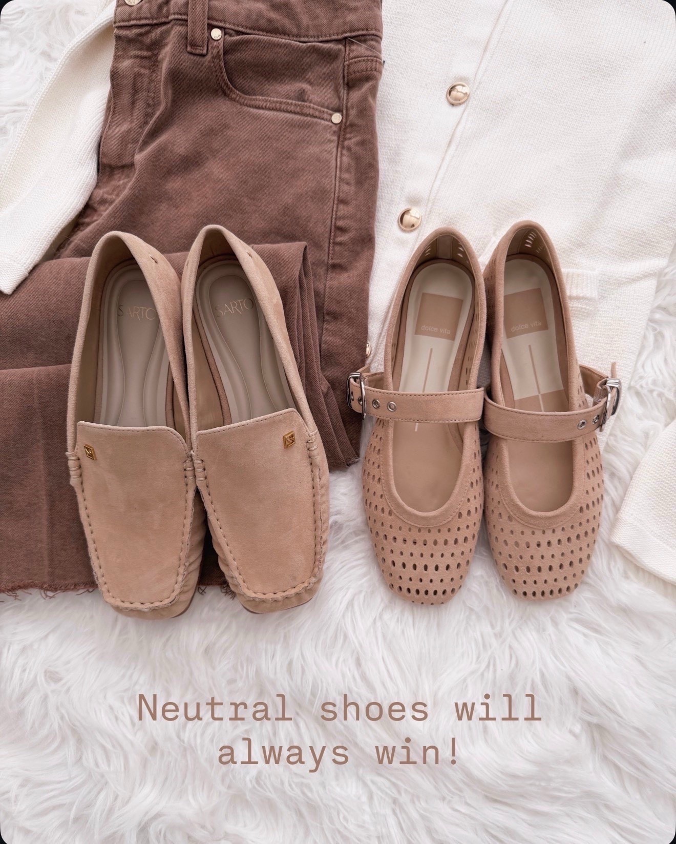 These neutral suede flats have been my go to lately because they go with literally everything in my closet and make everyday outfits feel pulled together. I love having both a classic loafer and a comfy mary jane option for running around or dressing up denim.

neutral suede flats women beige loafers outfit ideas, mary jane flats casual outfits, spring neutral shoes women, everyday comfortable flats women, minimalist shoe wardrobe staples, brown and cream outfit ideas women, casual chic flat shoe looks, versatile neutral footwear women, spring capsule wardrobe shoes

#LTKSeasonal #LTKOver40 #LTKWorkwear