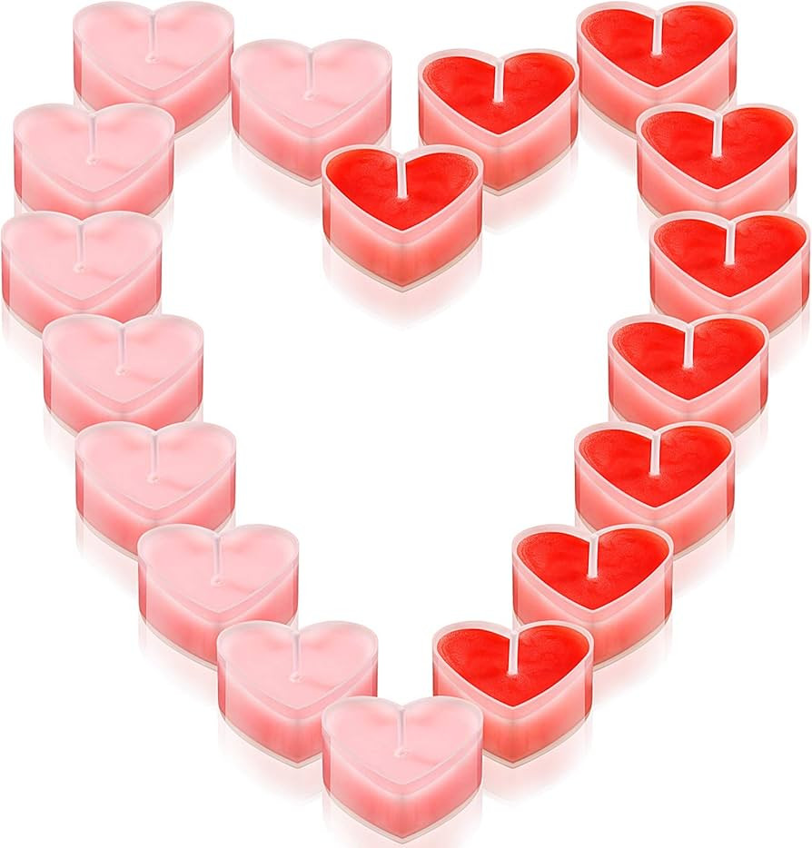 Nuanchu 18 Pieces Valentine's Day Heart Shape Candles Tealights Candle Love Tea Light Candles for... | Amazon (US)