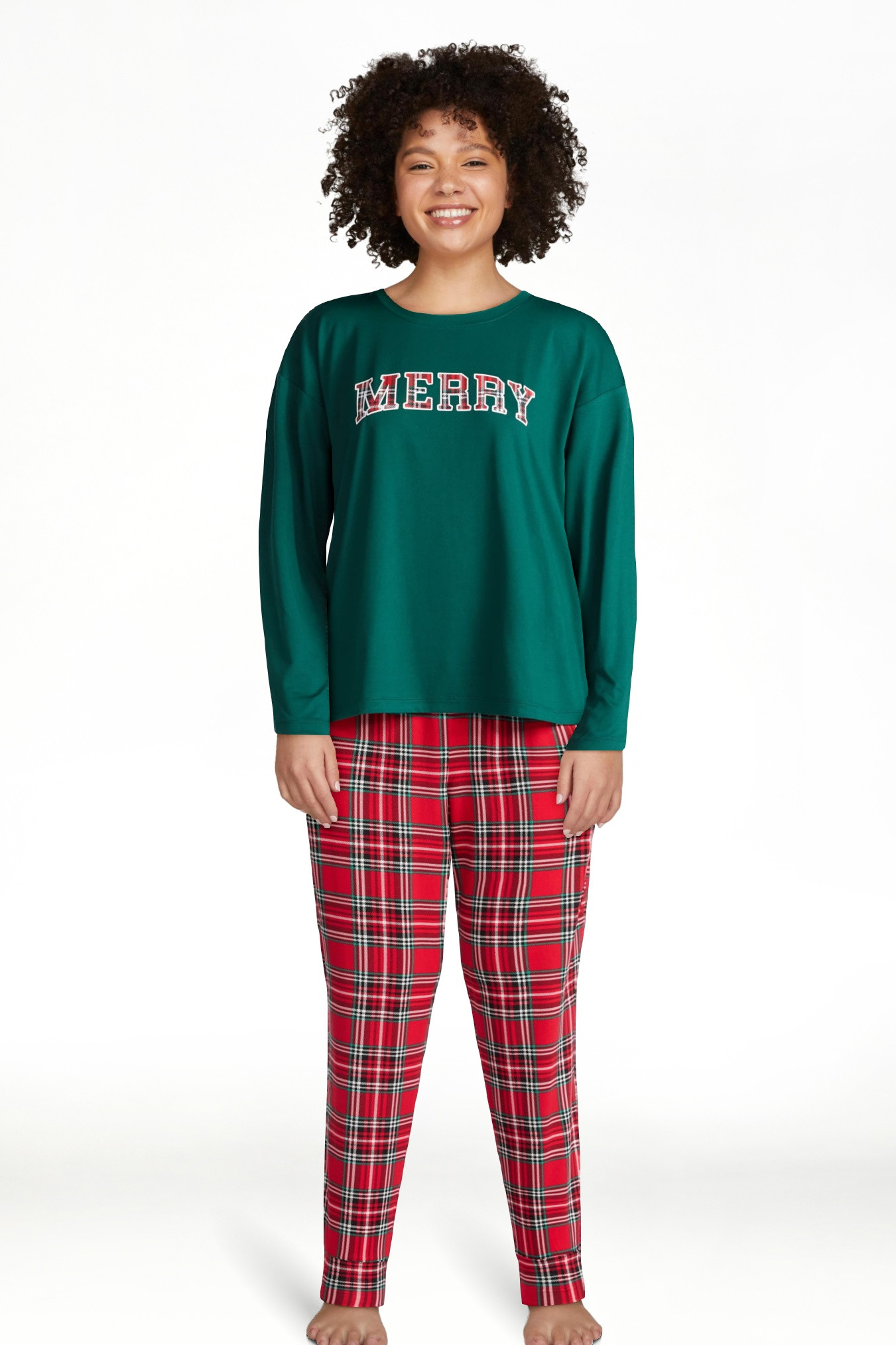 Joyspun Women's Dreamy Soft Collection Long Sleeve Sleep Top and Joggers Pajamas Set, 2-Piece, Si... | Walmart (US)