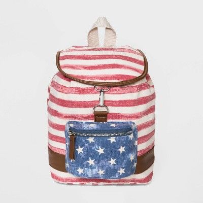 Mad Love Striped Americana Flap Closure Mini Backpack | Target
