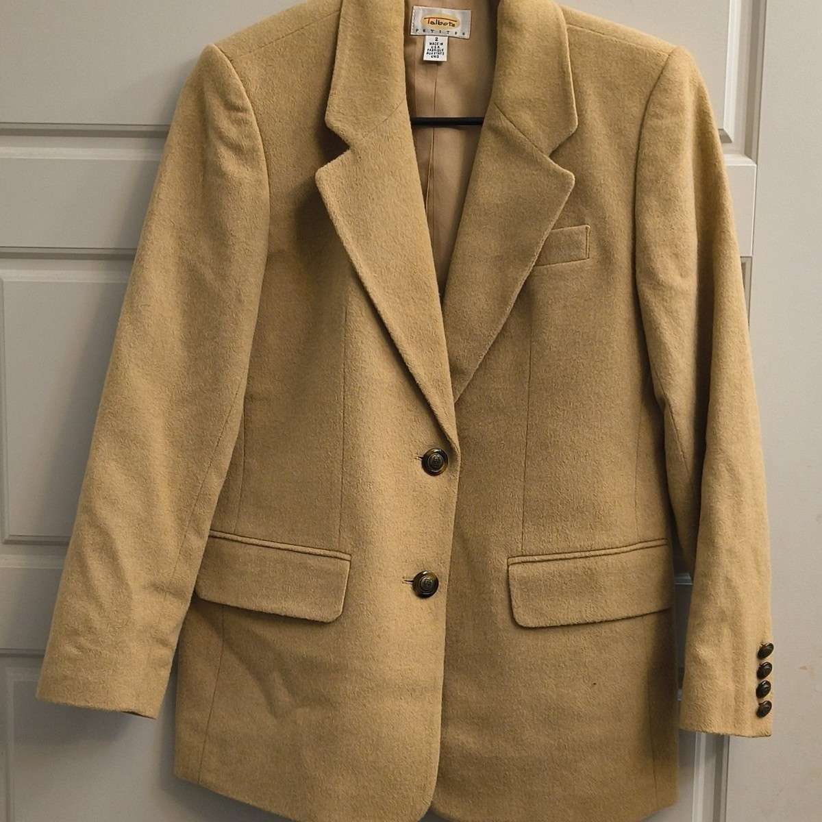 Talbots Pure Camel Hair Beige Petites Blazer Jacket Size 2 Collared Lined | eBay US