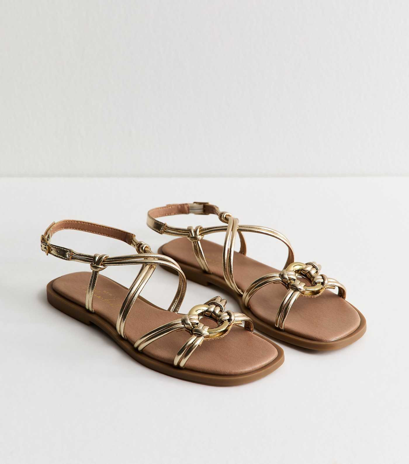 Gold Tone Multistrap Sandals | New Look | New Look (UK)