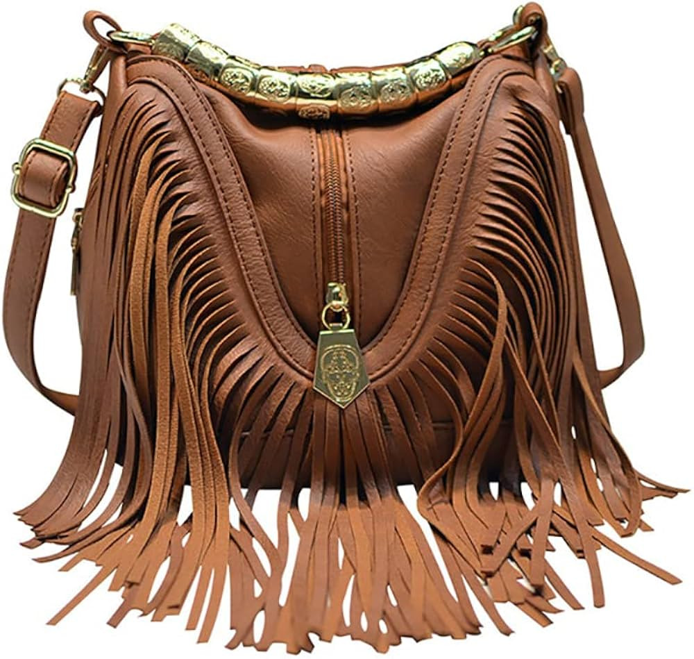 Women Handbag PU Leather Bohemian Bucket Bag Tassel Bag Shoulder Bag Messenger Bag Girl Bag | Amazon (US)