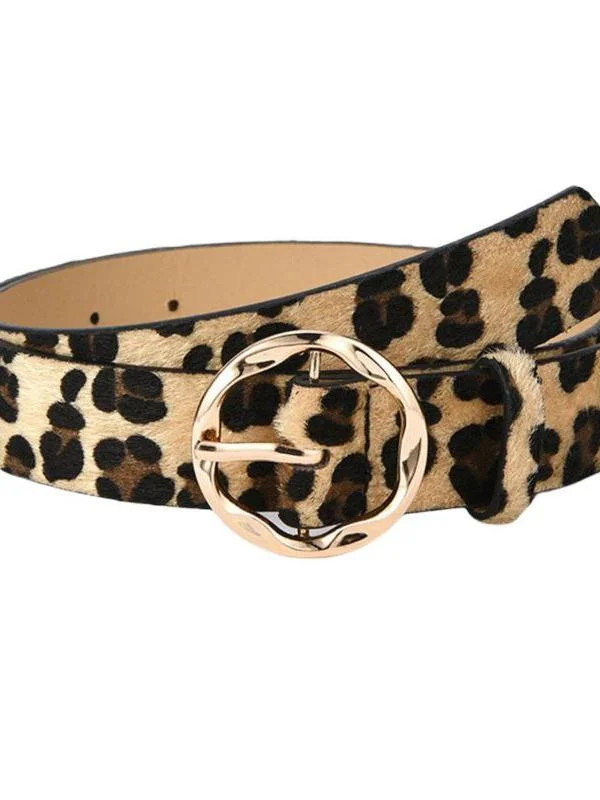 MarinaVida Womens Leopard Print Belt for Jeans PU Leather Belt with Alloy Buckle | Walmart (US)