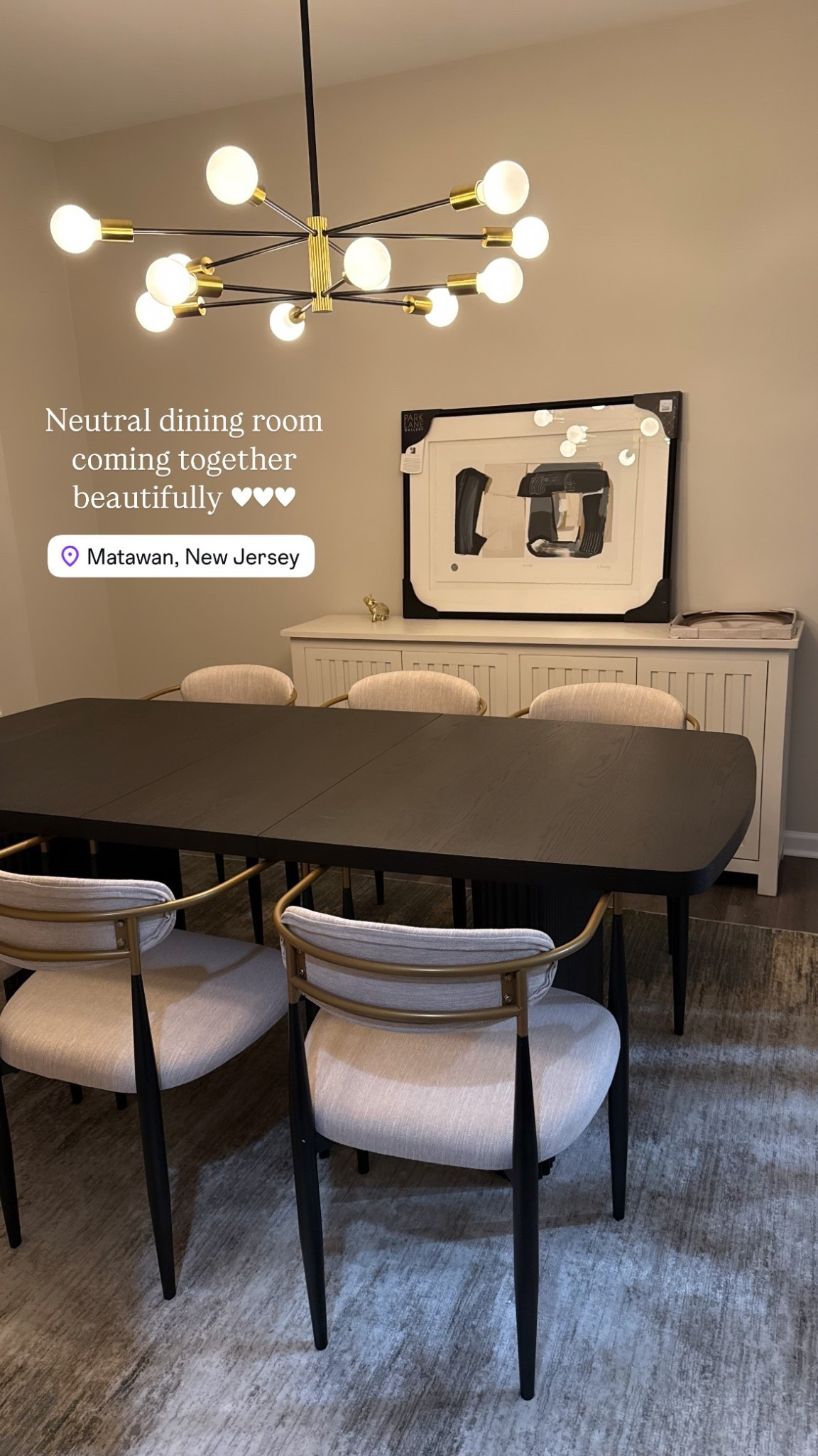 Neutral dining room coming together  beautifully 🖤🖤🖤