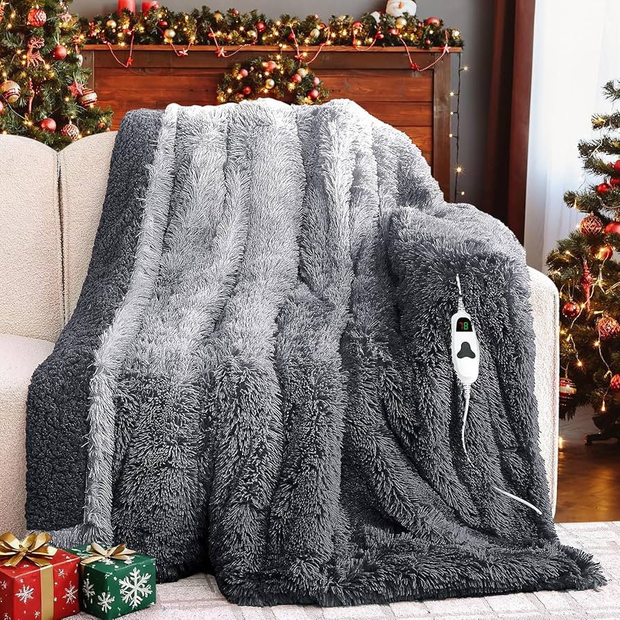 Heated Electric Blanket Throw–Faux Fur with Soft Thick Sherpa,Warm Winter Birthday Gifts for Wo... | Amazon (US)