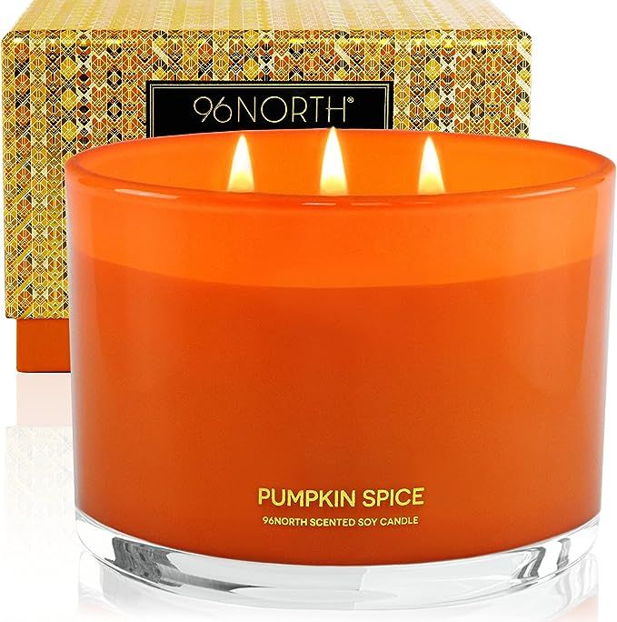 96NORTH Luxury Pumpkin Soy Candle | Large 3 Wick Jar Candle | Up to 50 Hours Burning Time | 100% ... | Amazon (US)