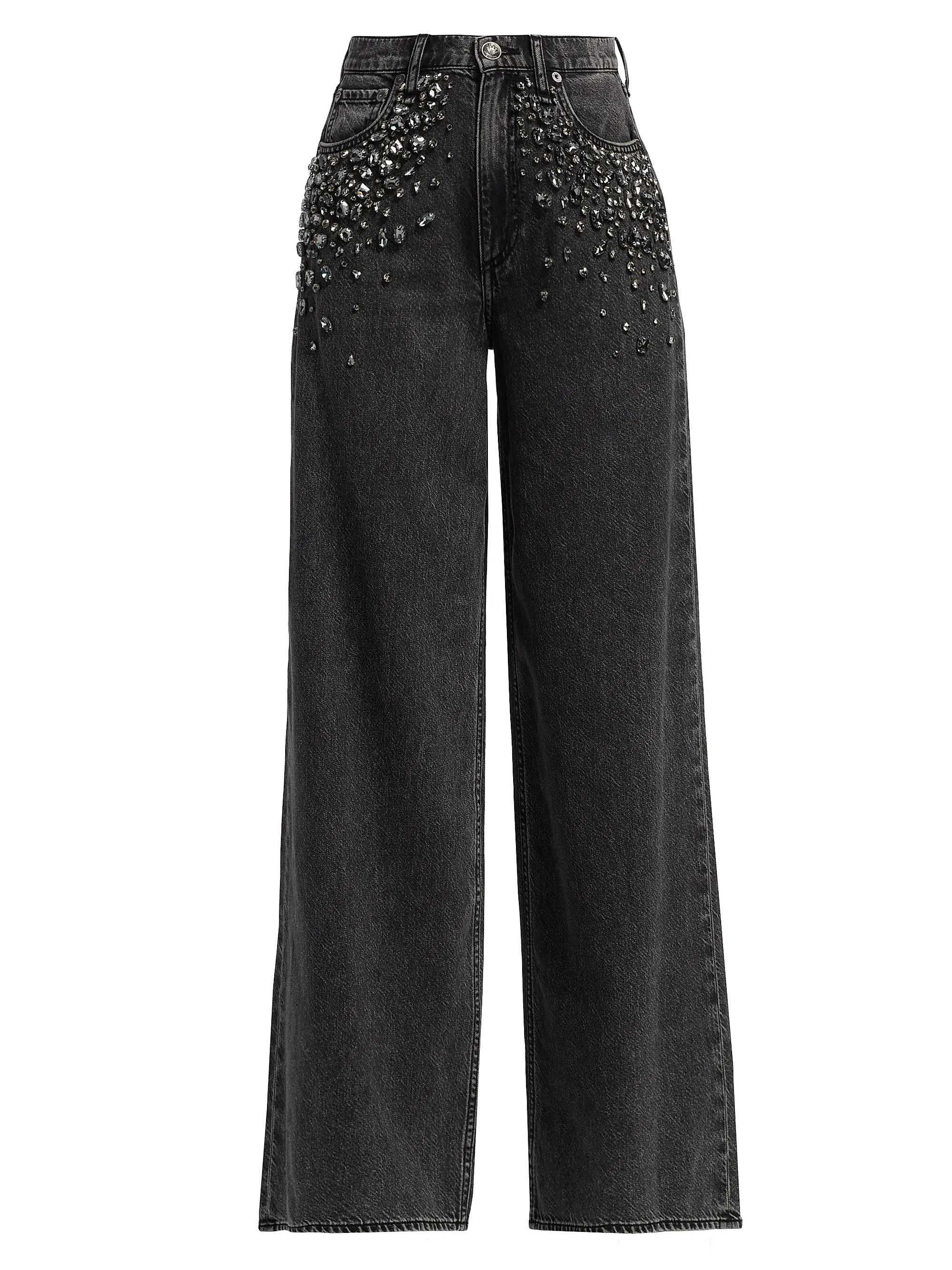 Featherweight Sofie Embellished High-Rise Wide-Leg Jeans | Saks Fifth Avenue