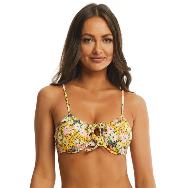 Time and Tru Women's Printed Ruched Underwire Bikini Top, Sizes S-3X | Walmart (US)