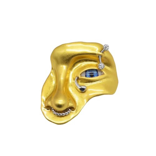 Gold Half Face Brooch Pin for Women Men Vintage Mask Brooch Minimalist Metal Figure Enamel Brooches Half Alloy Fashion Coat Accessory Clothing Jewelry | Amazon (US)