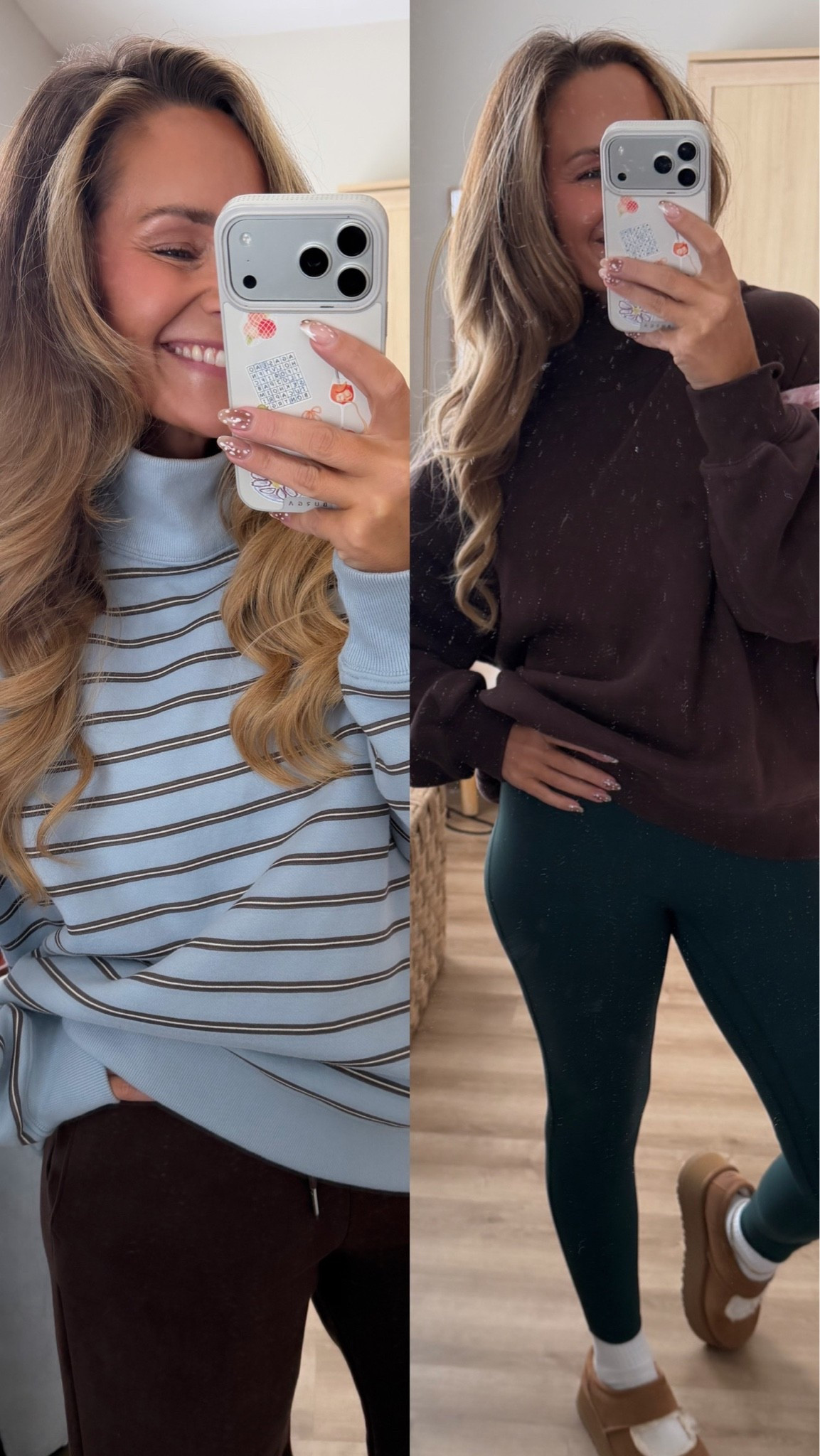 Two ways I'm wearing my Abercrombie loungewear this fall: cozy and striped for the couch, or the funnel neck and leggings for Pilates 🤍

With code AFLTK you get an extra 20% off through tomorrow (10/11). That's the funnel neck for $56, the sweatpants for $48 and the leggings for $33.60, since they were already on sale.