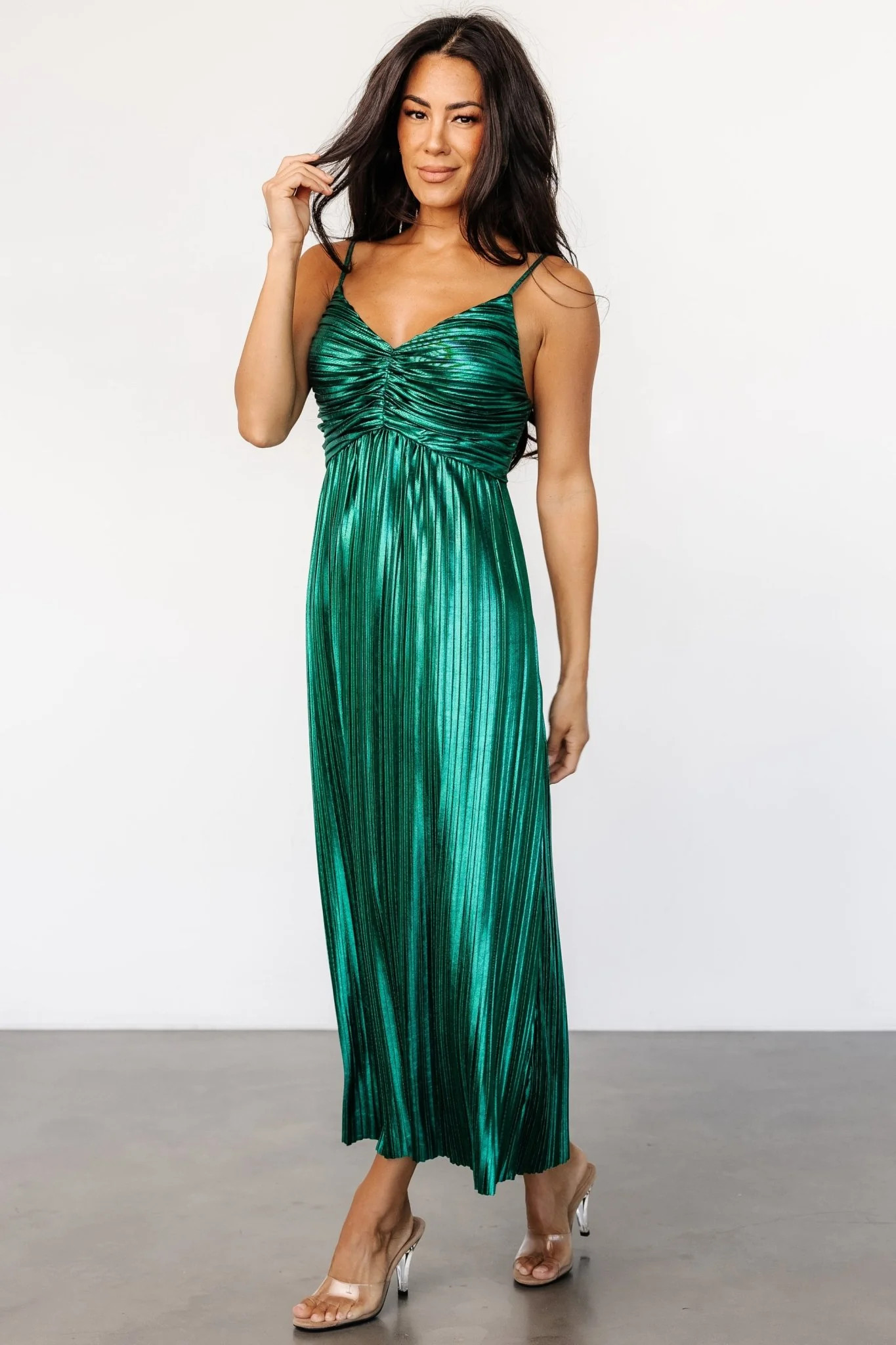 Cecilia Pleated Dress | Emerald | Baltic Born