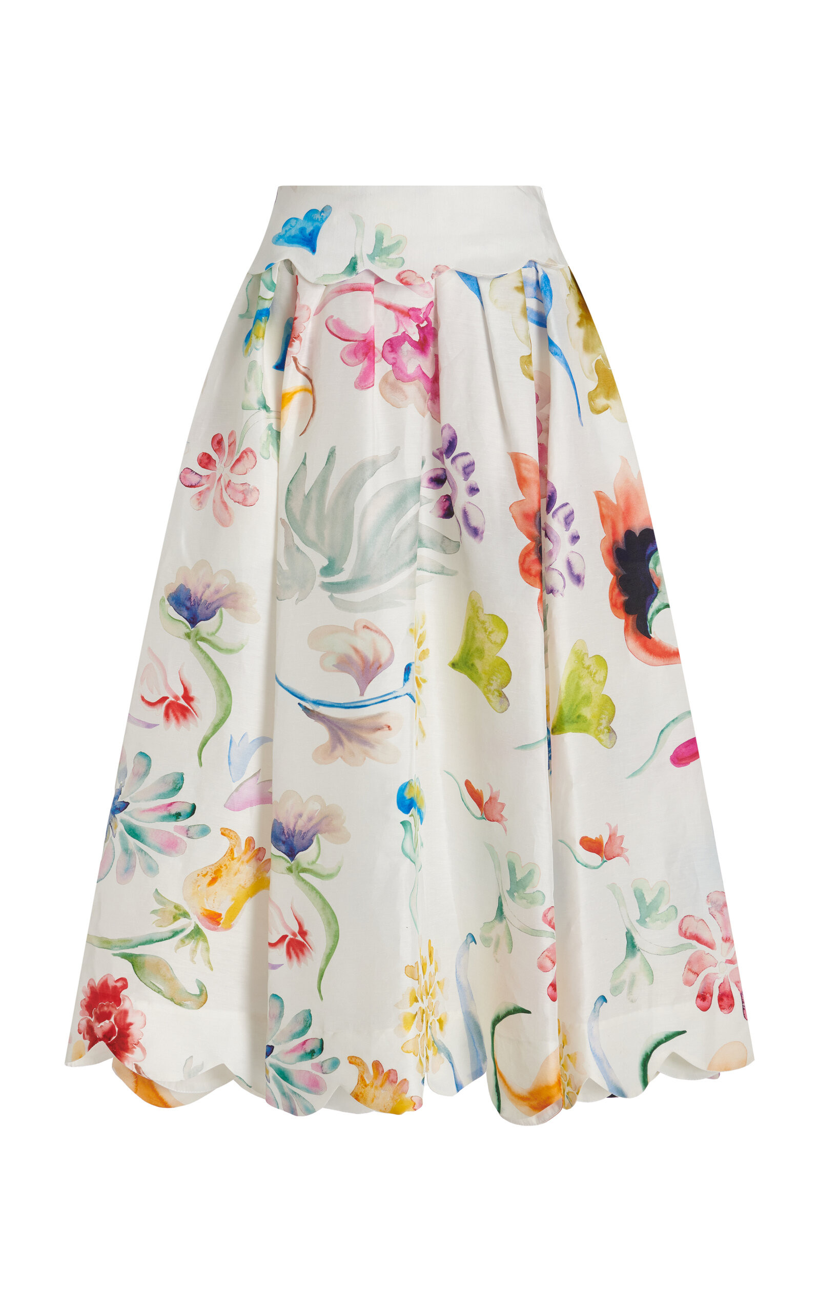 Rosie Assoulin - Women's Pleated Floral Linen-Blend Full Midi Skirt - Floral - US 4 - Moda Operandi | Moda Operandi (Global)