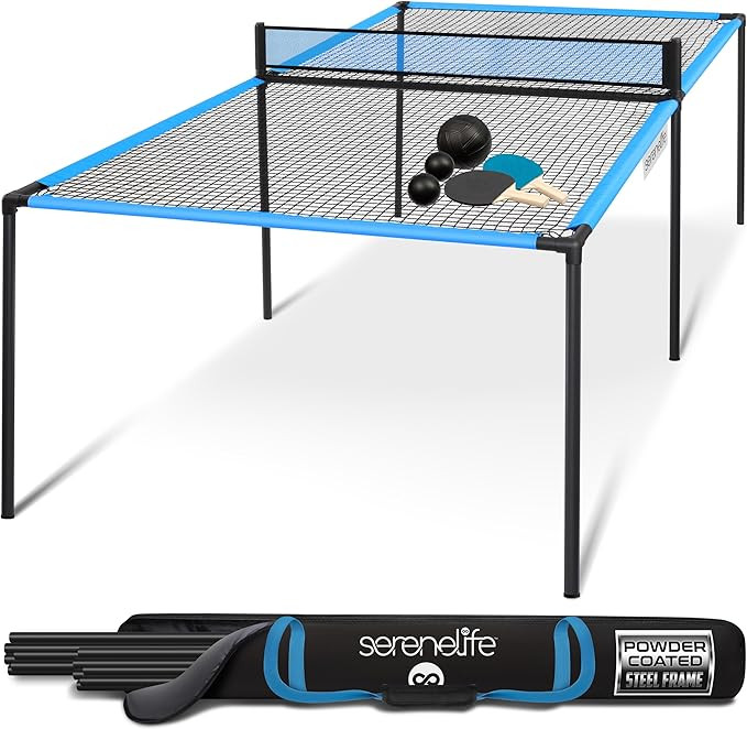 SereneLife Trampoline Ping Pong Table - Heavy Duty Powder Coated Steel Frame and Connectors - Ful... | Amazon (US)